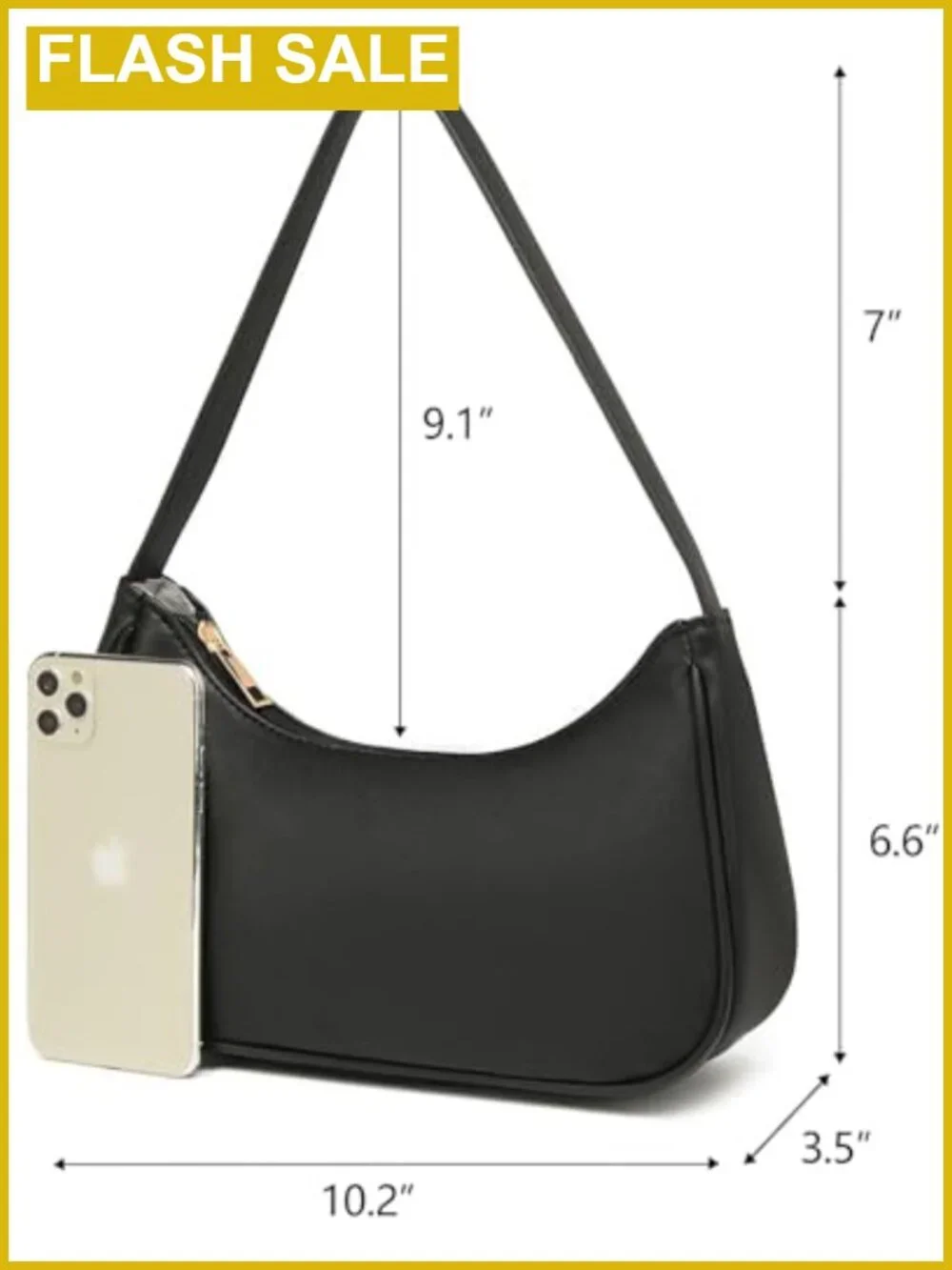 Vegan Leather Hobo Sling Tote Handbag with Zipper Closure Retro Shoulder Purse